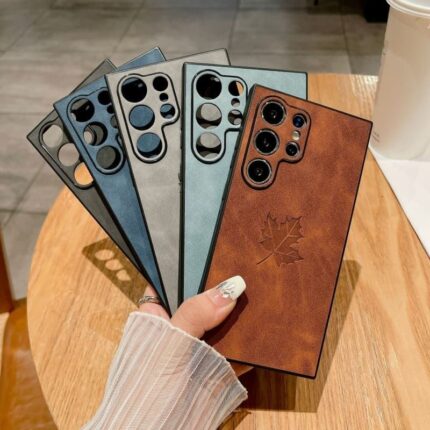 PU Leather Maple Leaf Pattern Shockproof Phone case