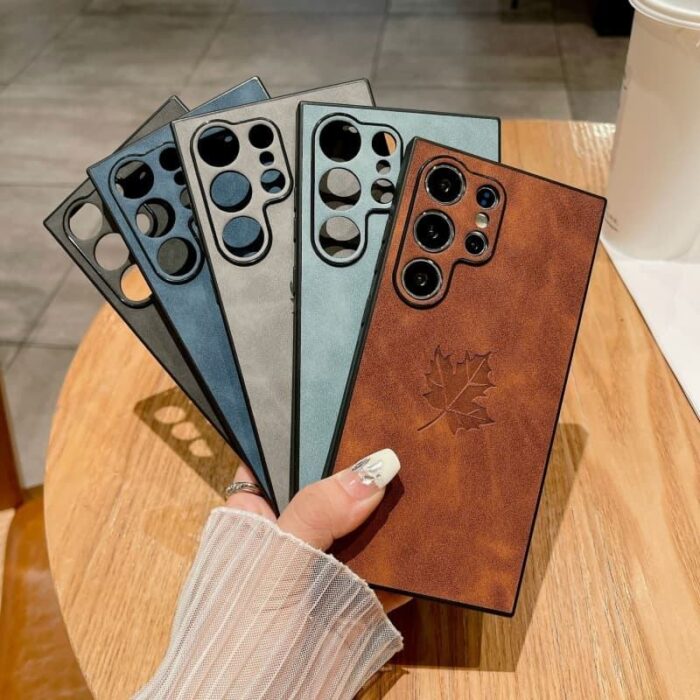 PU Leather Maple Leaf Pattern Shockproof Phone case - Image 1