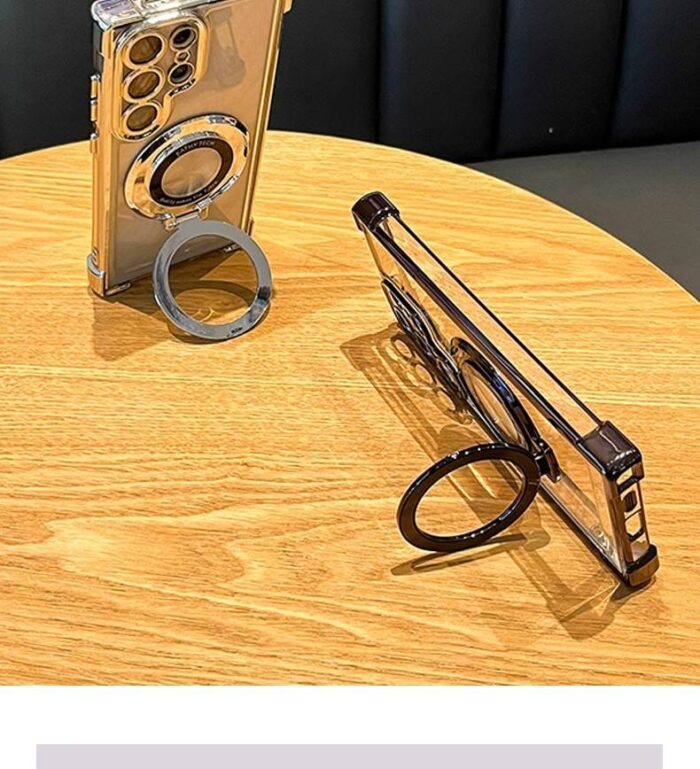 Luxury Magnetic Plating Stand Shockproof Clear Case for Samsung - Image 6
