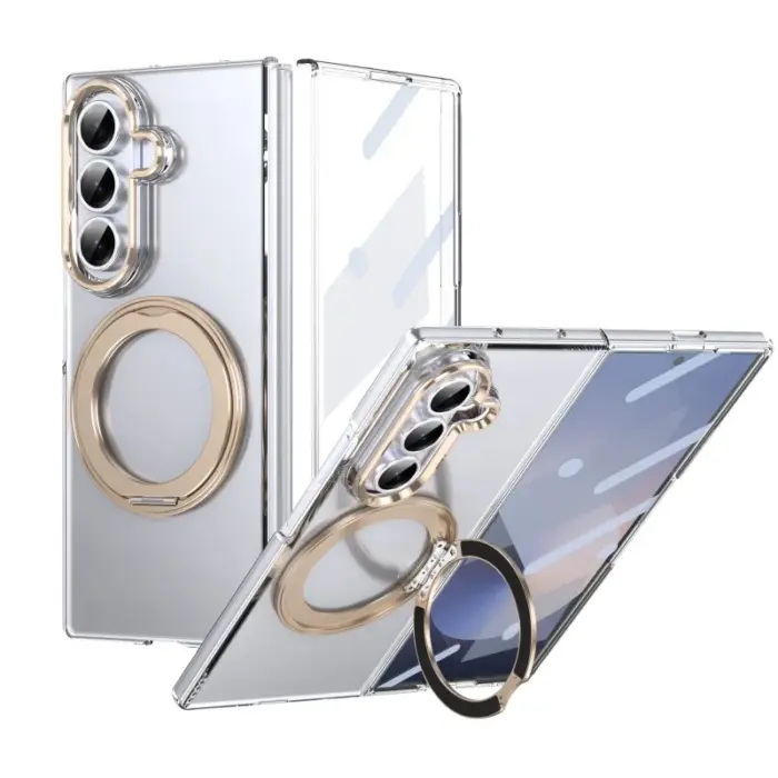 High Quality Magnetic Rotating Stand Clear Case for Samsung Z Fold - Image 7