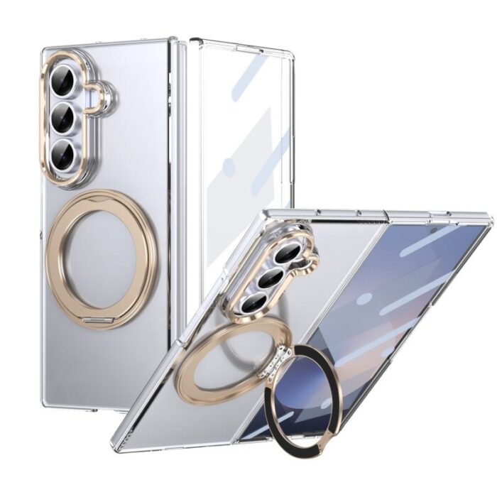 High Quality Magnetic Rotating Stand Clear Case for Samsung Z Fold - Image 1
