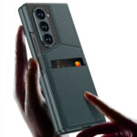 Credit Card Slot Holder Hinge Leather Case for Samsung Galaxy Z Fold - Image 5