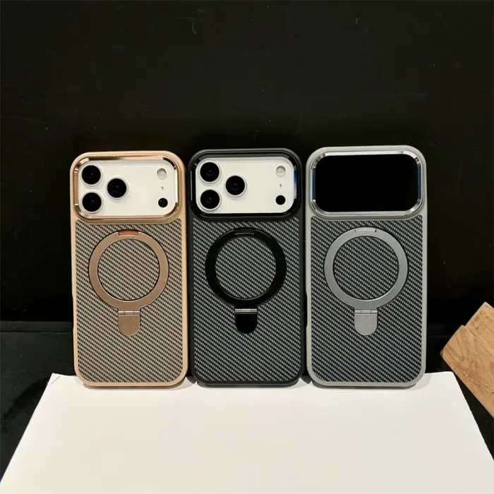 Carbon Fiber Magnetic Bracket Phone Case for iPhone - Image 7
