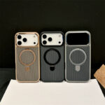 Carbon Fiber Magnetic Bracket Phone Case for iPhone