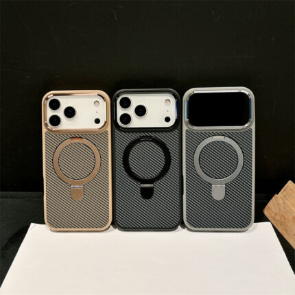 Carbon Fiber Magnetic Bracket Phone Case for iPhone