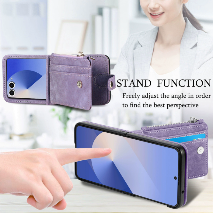 Detachable Card Holder Wallet Phone Case for Samsung Galaxy Z Flip - Image 3