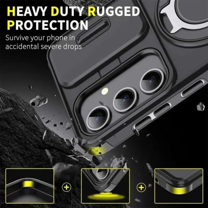 Heavy Duty Armor TPU+PC Shockproof Rotating Stand Ring Holder Phone Case - Image 5