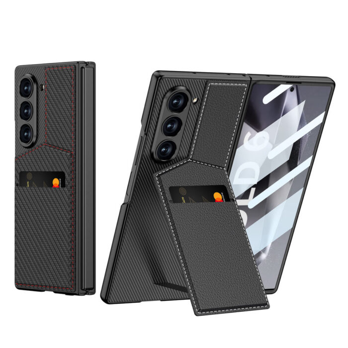Credit Card Slot Holder Hinge Leather Case for Samsung Galaxy Z Fold - Image 2