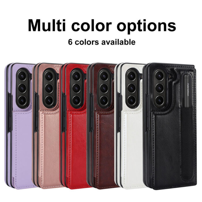 For Samsung Z Fold Mobile Phone case with Pen Pocket and Card Double Magnetic Buckle Protective Cover - Image 6