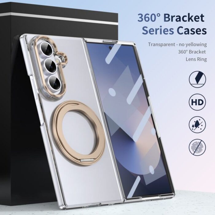 High Quality Magnetic Rotating Stand Clear Case for Samsung Z Fold - Image 5