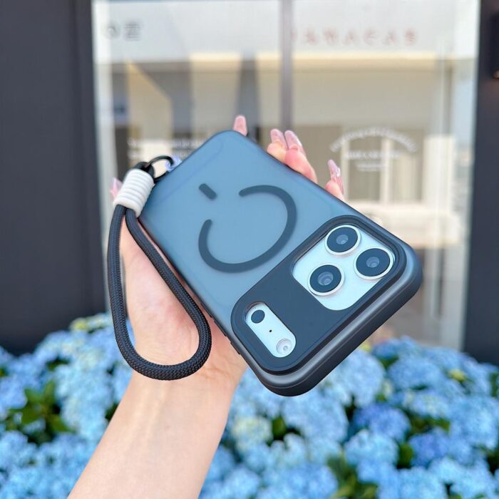 Frosted Camera Protection Shockproof Bumper Wireless Charge with Nylon Hand Strap for iPhone Cases Lanyard - Image 5
