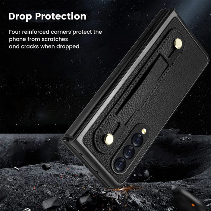 Multi-Function Lichee Pattern PU Leather Phone case for samsung Z Fold - Image 5