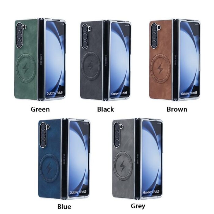 High Quality Plating Leather Magnetic Phone Case for Samsung Z Fold - Image 2