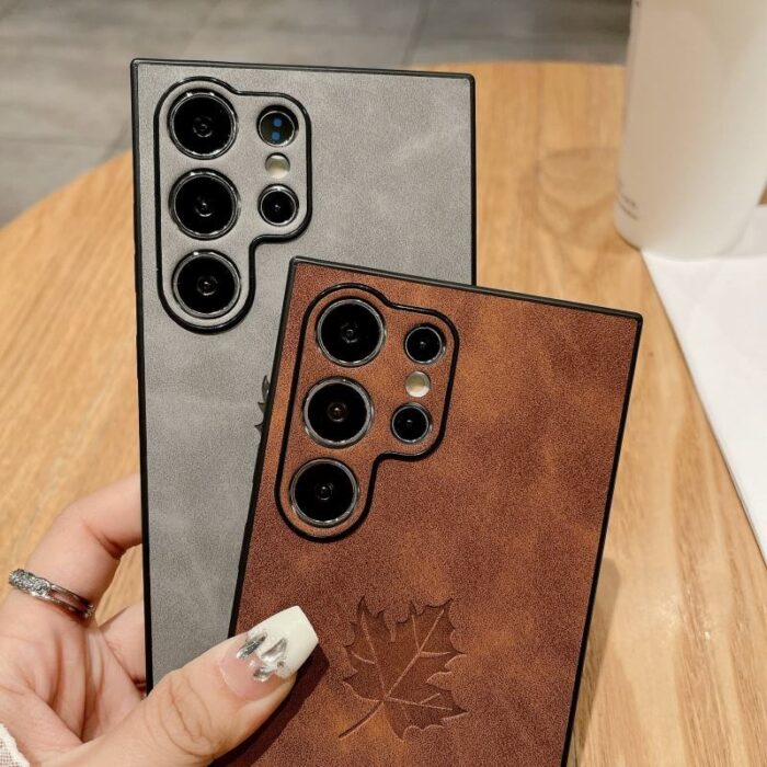 PU Leather Maple Leaf Pattern Shockproof Phone case - Image 3