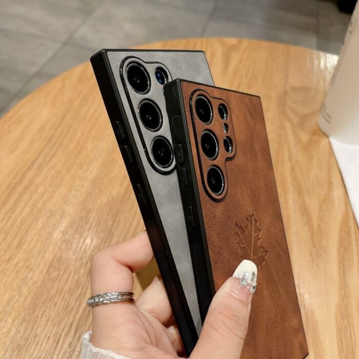 PU Leather Maple Leaf Pattern Shockproof Phone case - Image 5
