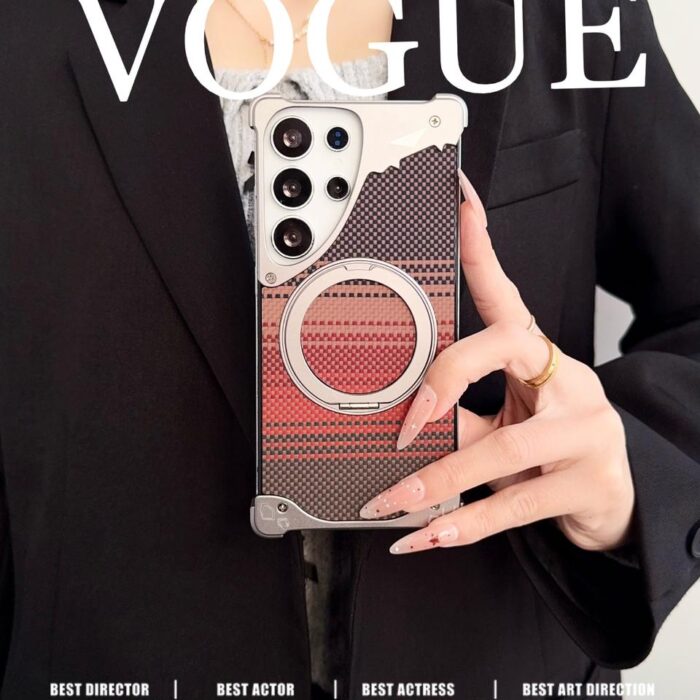 Luxury Carbon Fiber Texture Metal Phone Case for Samsung S26 Ultra - Image 3