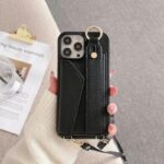 Crossbody Wrist Strap Wallet Leather Cover for iPhone - Image 2