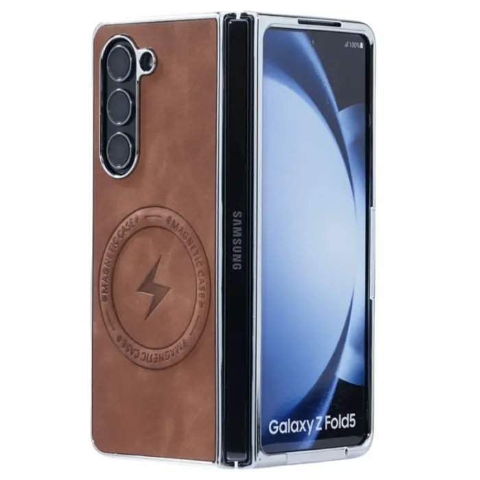 High Quality Plating Leather Magnetic Phone Case for Samsung Z Fold - Image 7