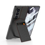 Credit Card Slot Holder Hinge Leather Case for Samsung Galaxy Z Fold - Image 4