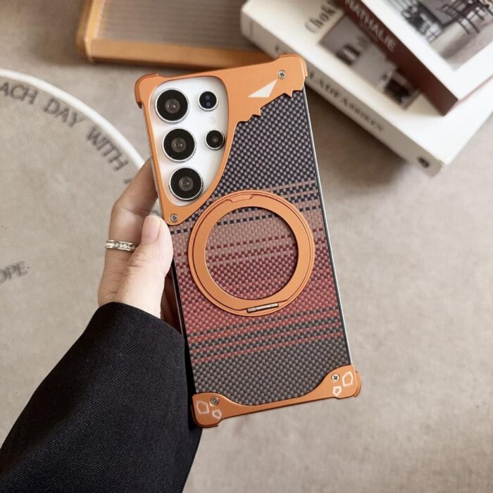 Luxury Carbon Fiber Texture Metal Phone Case for Samsung S26 Ultra - Image 5