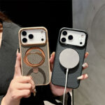 Carbon Fiber Magnetic Bracket Phone Case for iPhone - Image 3