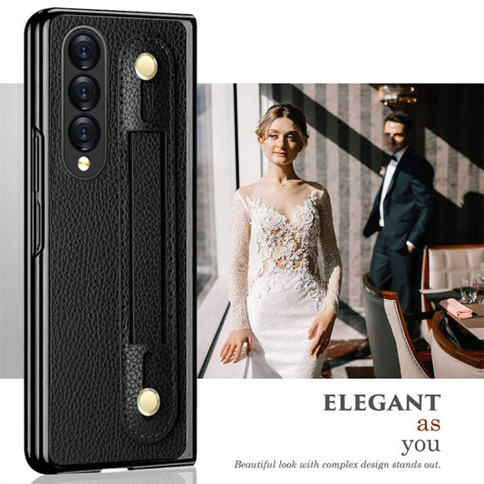 Multi-Function Lichee Pattern PU Leather Phone case for samsung Z Fold - Image 4