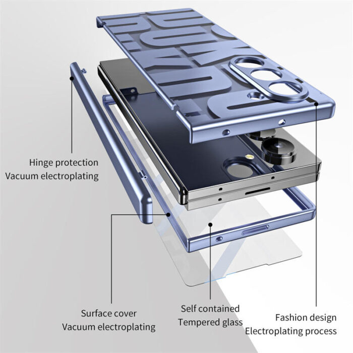 Luxury Plating Clear Hinge protector Full Body Cover Shockproof Case with Tempered Glass - Image 2