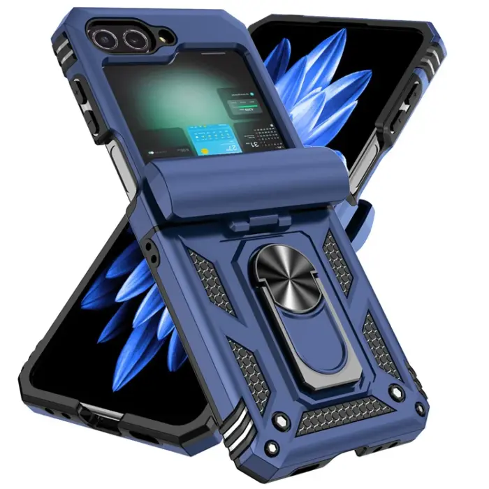 Rugged Armor Shockproof Mobile Phone Case Magnetic Ring Holder Cover for Samsung Galaxy Z Flip - Image 7