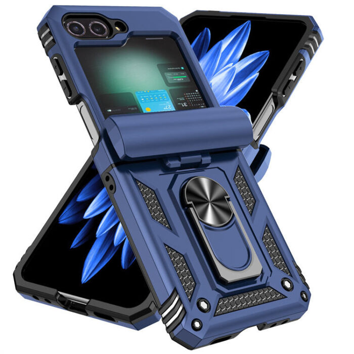 Rugged Armor Shockproof Mobile Phone Case Magnetic Ring Holder Cover for Samsung Galaxy Z Flip - Image 1