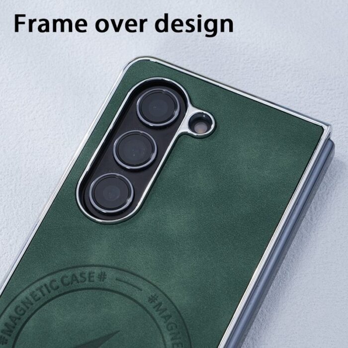 High Quality Plating Leather Magnetic Phone Case for Samsung Z Fold - Image 3