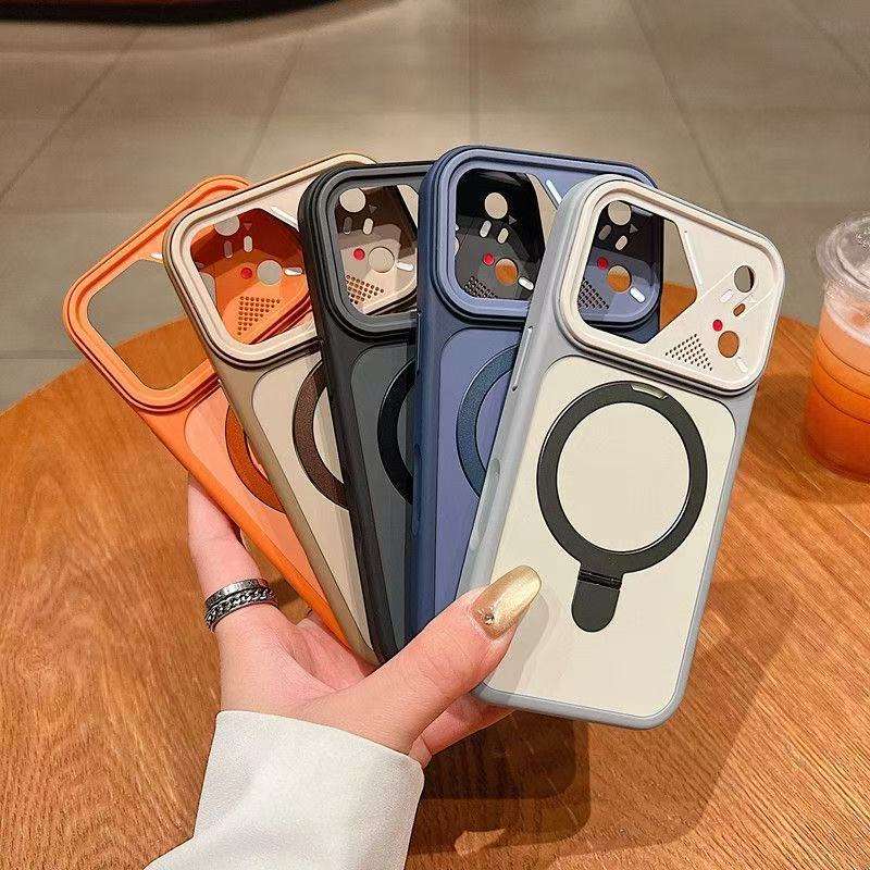 New Style Acrylic Luxury Armor Design Magnetic Ring Holder Shockproof Phone Case