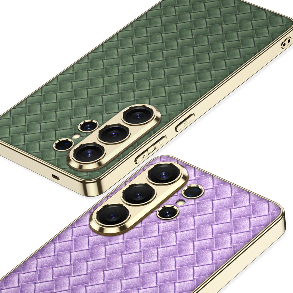 Fashion Luxury Electroplated Woven Texture Leather Phone case