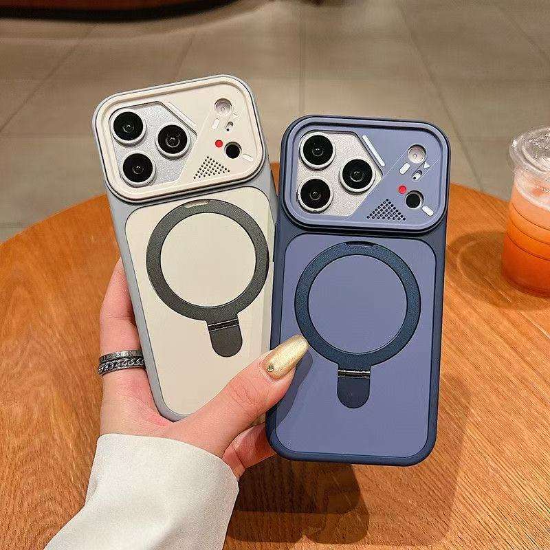 New Style Acrylic Luxury Armor Design Magnetic Ring Holder Shockproof Phone Case