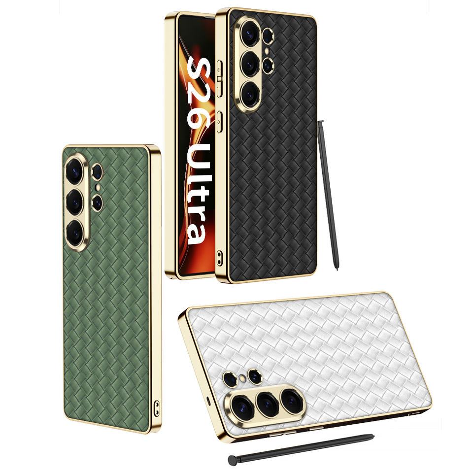 Fashion Luxury Electroplated Woven Texture Leather Phone case