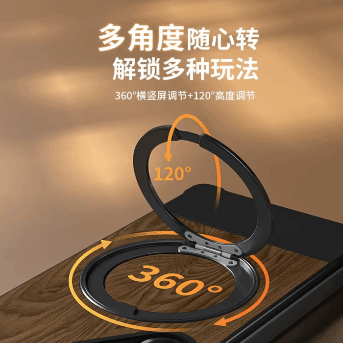 Magnetic Rotate Bracket Shockproof Wood Titanium Alloy Phone Case For Samsung - Image 4