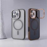 Luxury Alloy Lens Bracket Matte Bumper Wireless Charging Case for iPhone