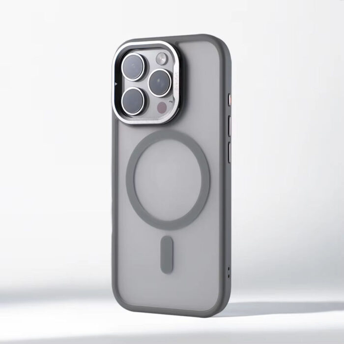 Luxury Alloy Lens Bracket Matte Bumper Wireless Charging Case for iPhone 2