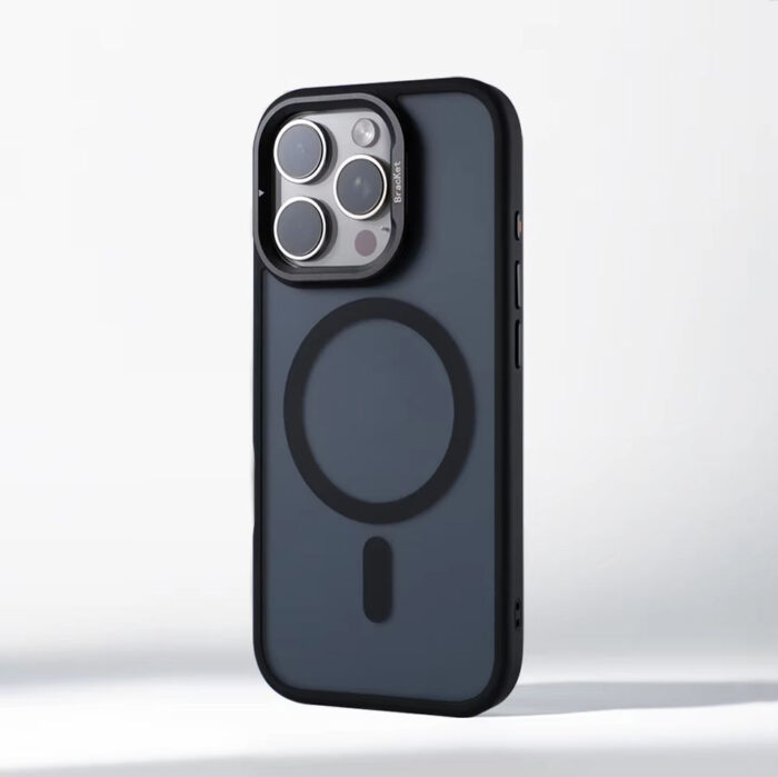 Luxury Alloy Lens Bracket Matte Bumper Wireless Charging Case for iPhone 3