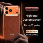 Luxury  Magnetic Case for Iphoe 17 Pro Max Phone Shockproof TPU+PU with Anti-Slip Edge Oil Wax Leather Design 4