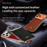 Luxury  Magnetic Case for Iphoe 17 Pro Max Phone Shockproof TPU+PU with Anti-Slip Edge Oil Wax Leather Design 6