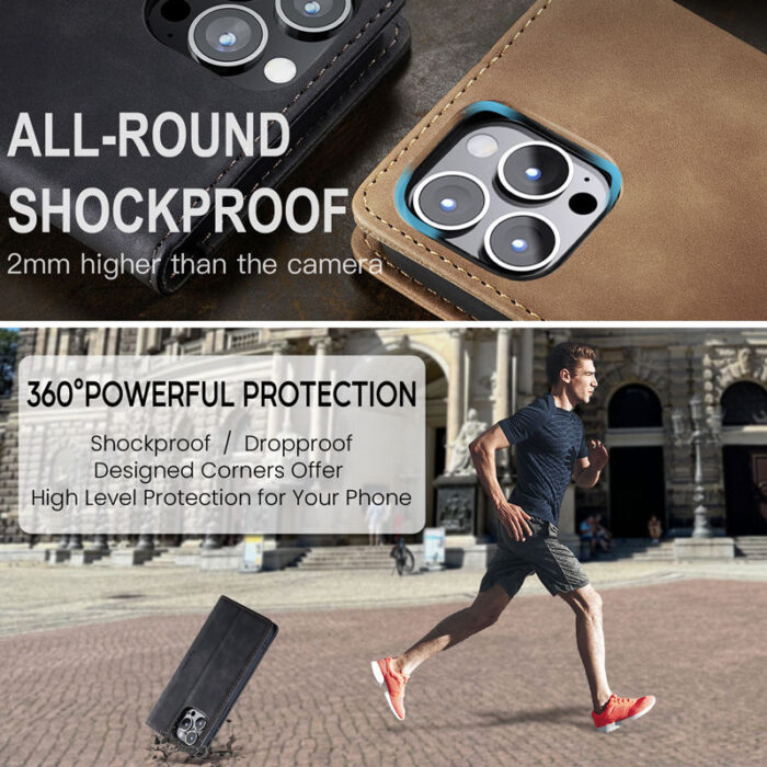 Premium Leather Wallet Case with Multi-Card Slots for iPhone 4