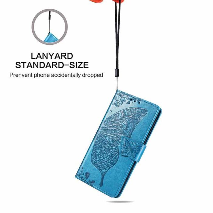 Women Butterfly Flower Embossed PU Leather Flip Folio Cover Protective Case Wallet 3