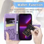 Women Butterfly Flower Embossed PU Leather Flip Folio Cover Protective Case Wallet 5
