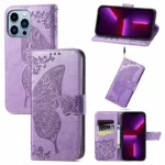 Women Butterfly Flower Embossed PU Leather Flip Folio Cover Protective Case Wallet 6